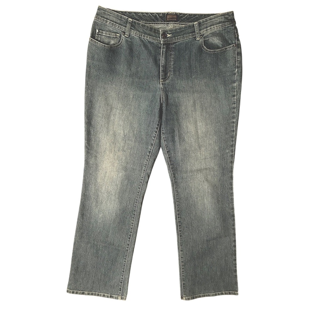 Additions By Chico's Straight Leg Distressed Jeans Women's Size 3 (XL/16) Blue